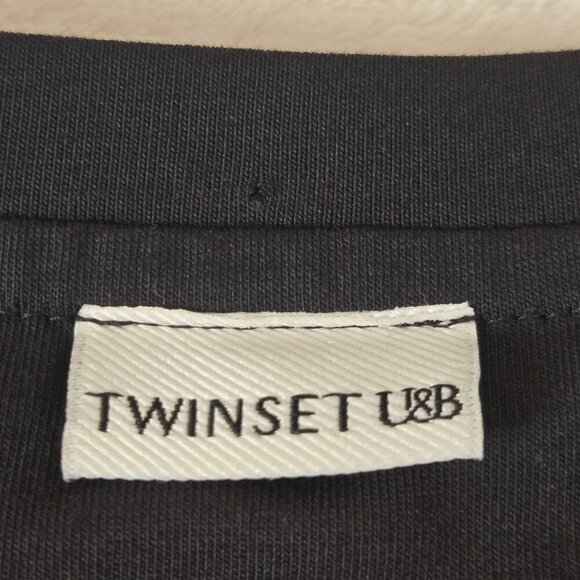 NWOT Twinset U&B Womens Lace Eyelet Sleeve Knit Top gold-tone floral buttons S - Picture 12 of 12